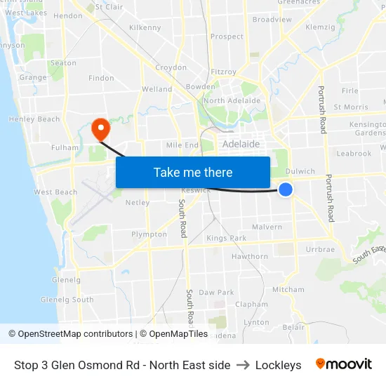 Stop 3 Glen Osmond Rd - North East side to Lockleys map