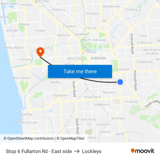 Stop 6 Fullarton Rd - East side to Lockleys map