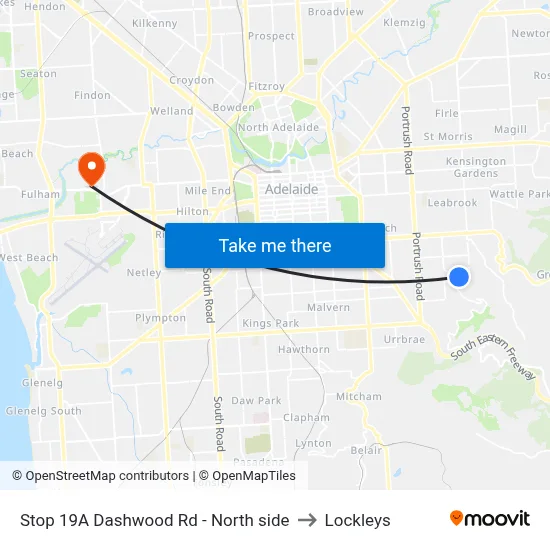 Stop 19A Dashwood Rd - North side to Lockleys map