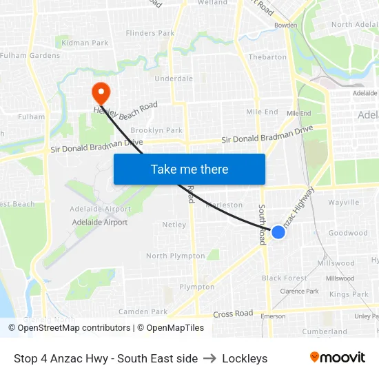 Stop 4 Anzac Hwy - South East side to Lockleys map