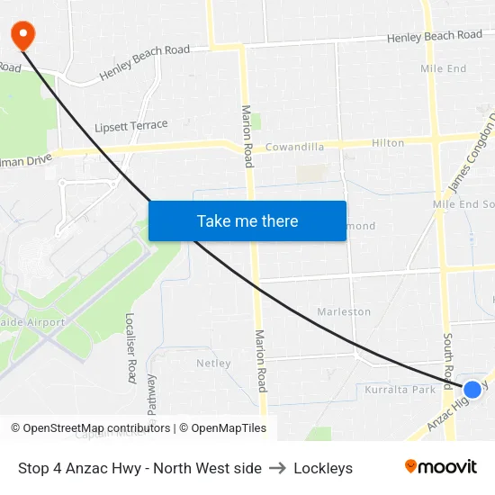 Stop 4 Anzac Hwy - North West side to Lockleys map