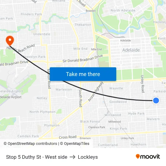 Stop 5 Duthy St - West side to Lockleys map