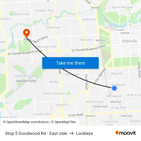 Stop 5 Goodwood Rd - East side to Lockleys map