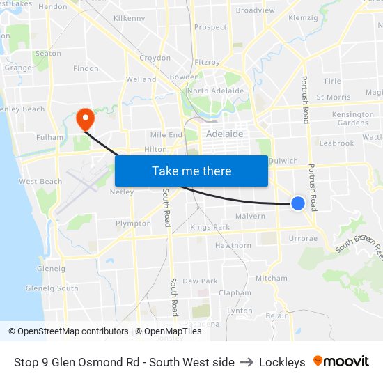 Stop 9 Glen Osmond Rd - South West side to Lockleys map