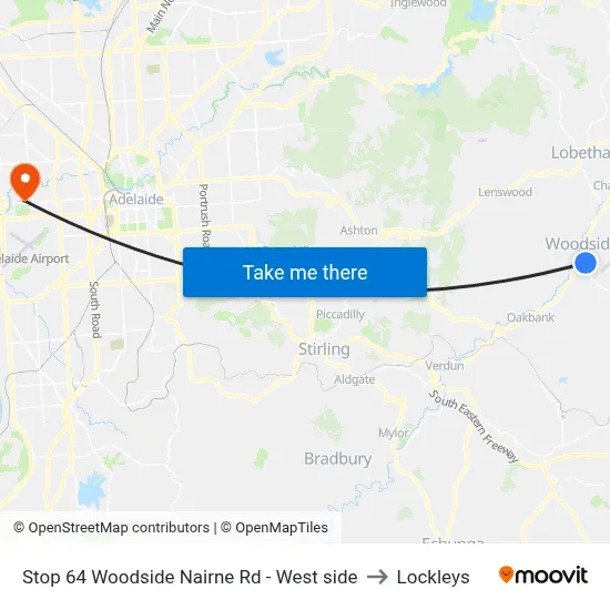 Stop 64 Woodside Nairne Rd - West side to Lockleys map
