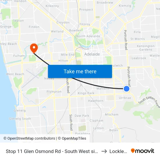 Stop 11 Glen Osmond Rd - South West side to Lockleys map