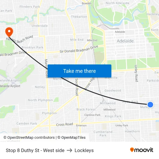 Stop 8 Duthy St - West side to Lockleys map