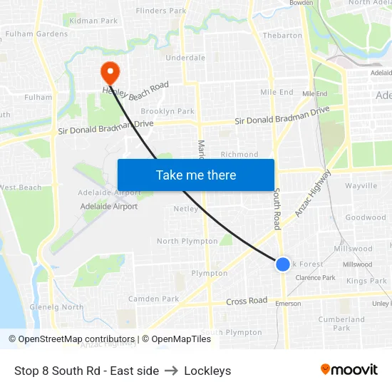 Stop 8 South Rd - East side to Lockleys map