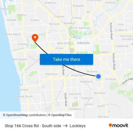 Stop 166 Cross Rd - South side to Lockleys map