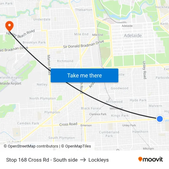 Stop 168 Cross Rd - South side to Lockleys map