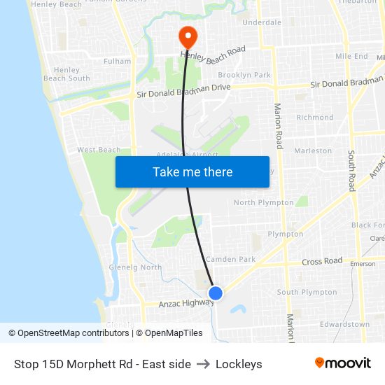 Stop 15D Morphett Rd - East side to Lockleys map