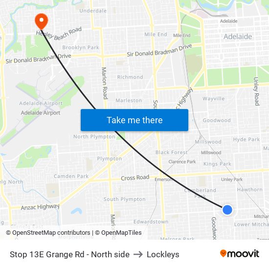 Stop 13E Grange Rd - North side to Lockleys map