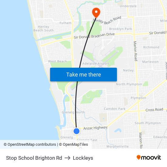 Stop School Brighton Rd to Lockleys map