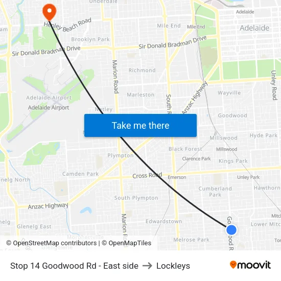 Stop 14 Goodwood Rd - East side to Lockleys map