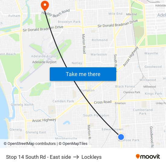 Stop 14 South Rd - East side to Lockleys map