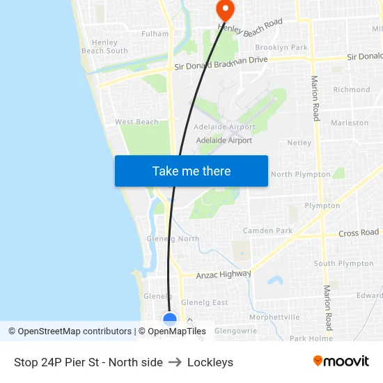 Stop 24P Pier St - North side to Lockleys map