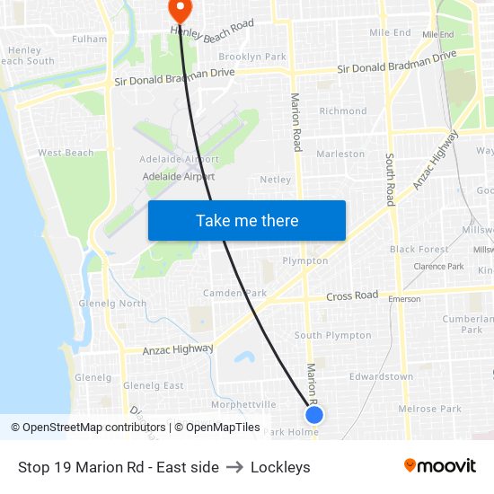 Stop 19 Marion Rd - East side to Lockleys map