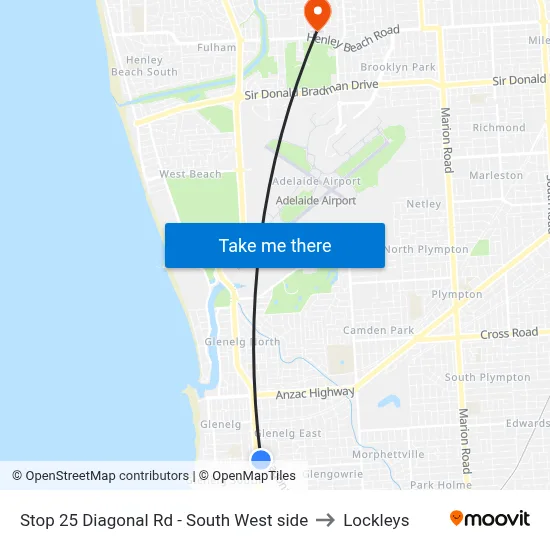 Stop 25 Diagonal Rd - South West side to Lockleys map