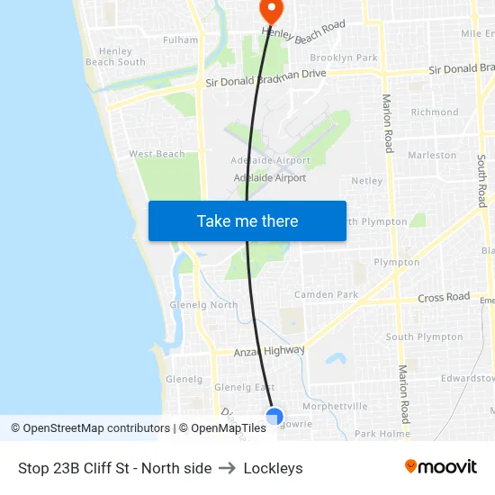 Stop 23B Cliff St - North side to Lockleys map