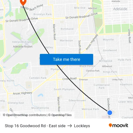 Stop 16 Goodwood Rd - East side to Lockleys map