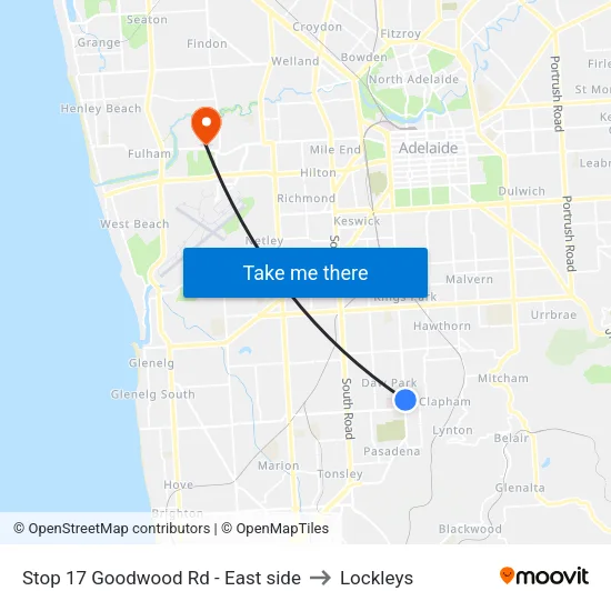 Stop 17 Goodwood Rd - East side to Lockleys map