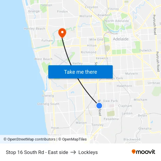 Stop 16 South Rd - East side to Lockleys map