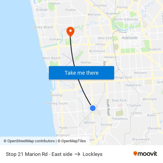 Stop 21 Marion Rd - East side to Lockleys map