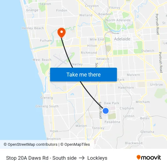 Stop 20A Daws Rd - South side to Lockleys map