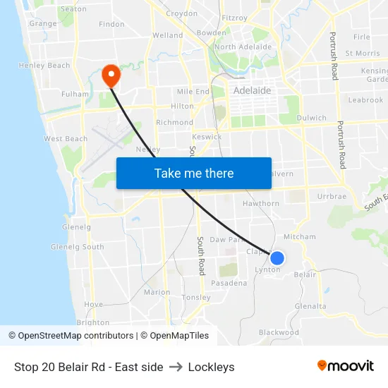 Stop 20 Belair Rd - East side to Lockleys map
