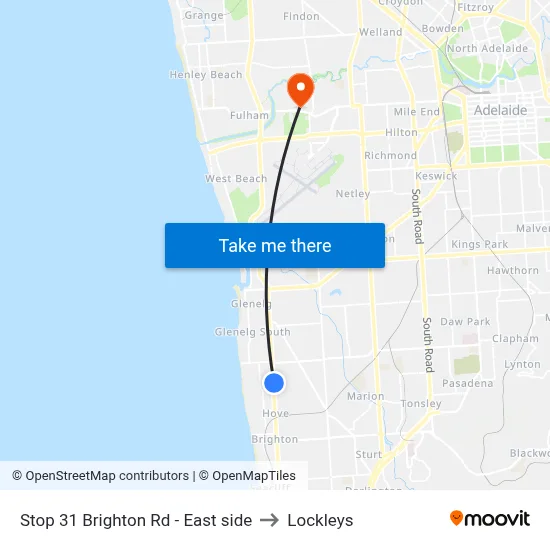 Stop 31 Brighton Rd - East side to Lockleys map