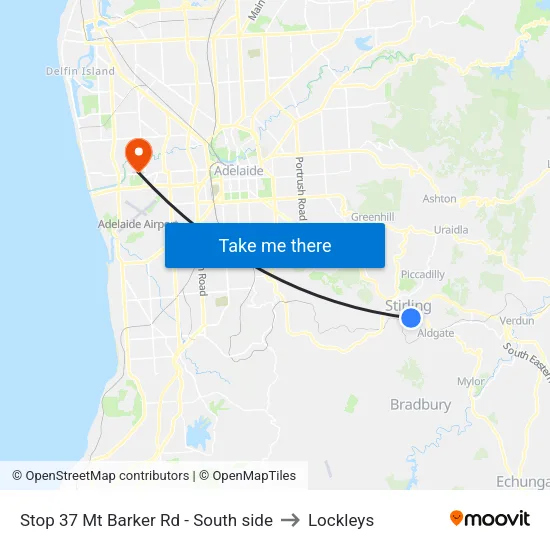 Stop 37 Mt Barker Rd - South side to Lockleys map
