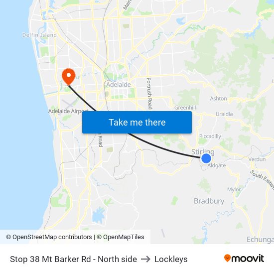Stop 38 Mt Barker Rd - North side to Lockleys map