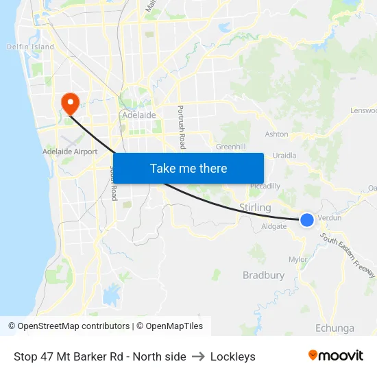 Stop 47 Mt Barker Rd - North side to Lockleys map