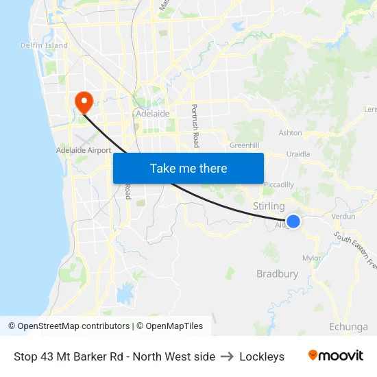 Stop 43 Mt Barker Rd - North West side to Lockleys map