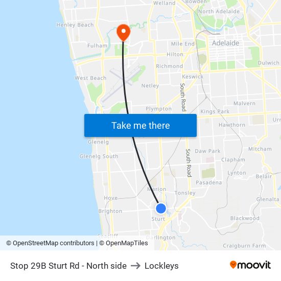 Stop 29B Sturt Rd - North side to Lockleys map