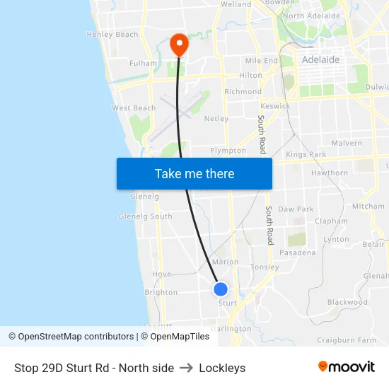 Stop 29D Sturt Rd - North side to Lockleys map