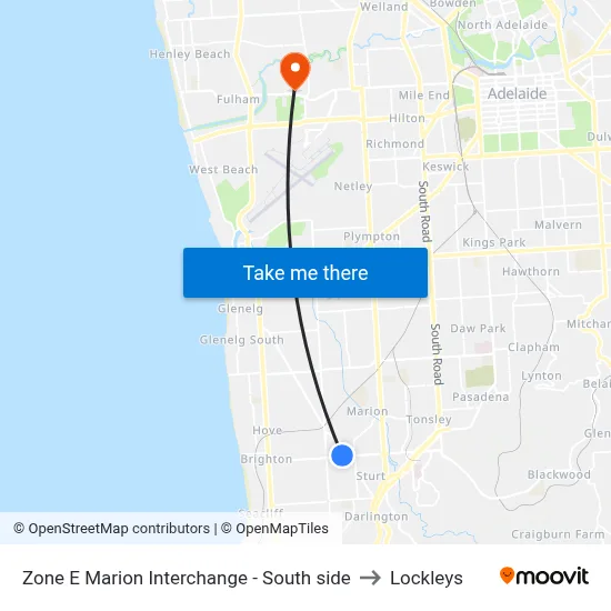 Zone E Marion Interchange - South side to Lockleys map