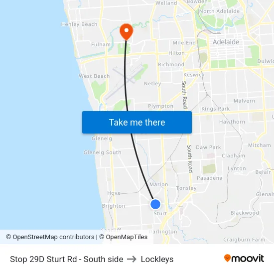Stop 29D Sturt Rd - South side to Lockleys map