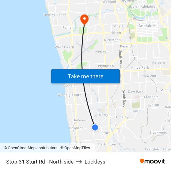 Stop 31 Sturt Rd - North side to Lockleys map