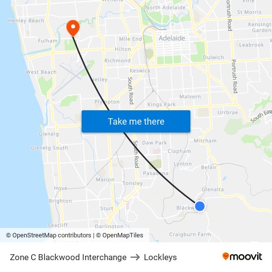 Zone C Blackwood Interchange to Lockleys map