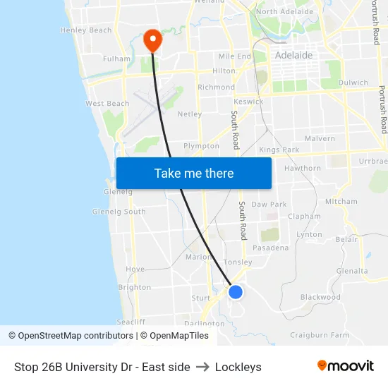 Stop 26B University Dr - East side to Lockleys map