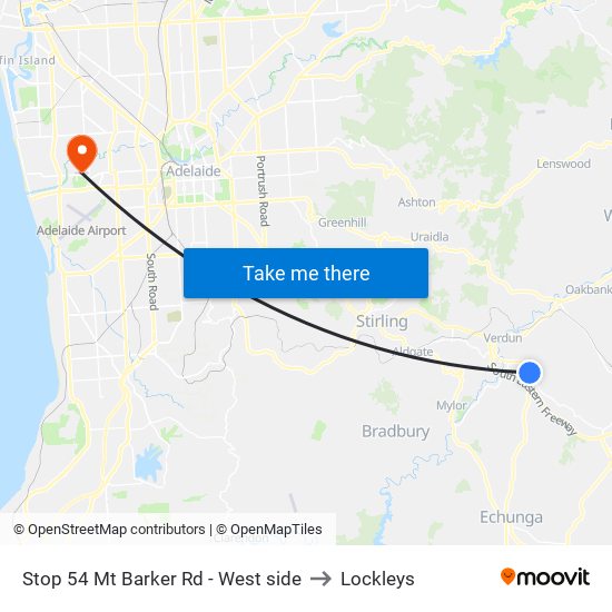 Stop 54 Mt Barker Rd - West side to Lockleys map