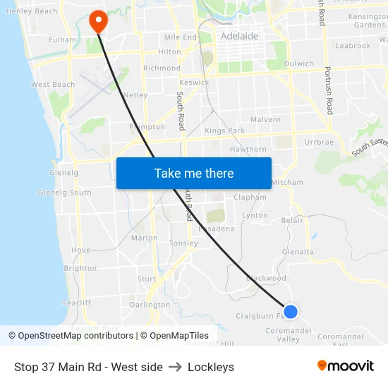 Stop 37 Main Rd - West side to Lockleys map