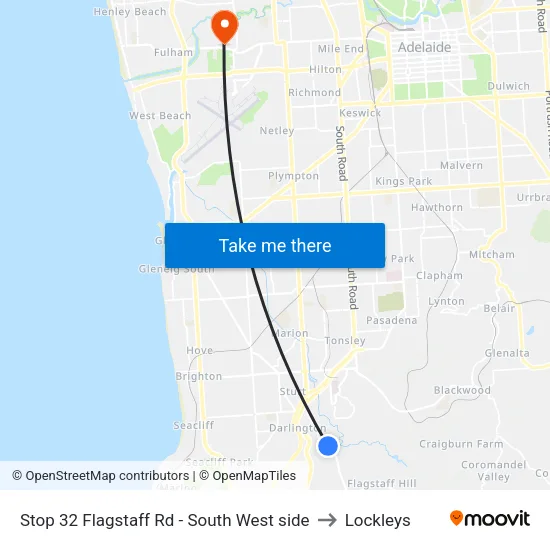 Stop 32 Flagstaff Rd - South West side to Lockleys map