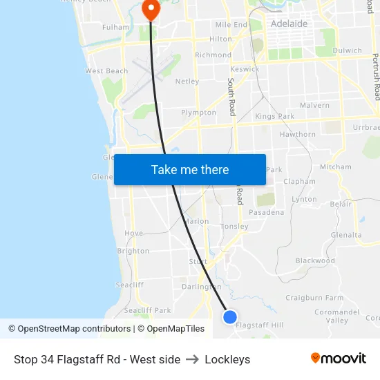 Stop 34 Flagstaff Rd - West side to Lockleys map