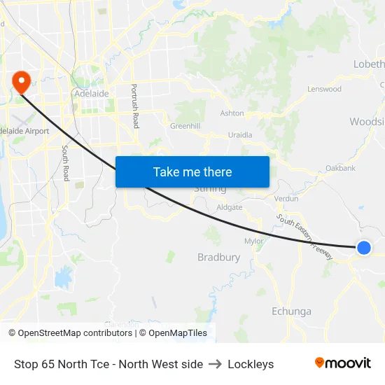 Stop 65 North Tce - North West side to Lockleys map