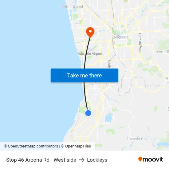 Stop 46 Aroona Rd - West side to Lockleys map