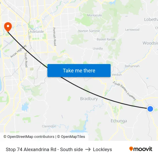 Stop 74 Alexandrina Rd - South side to Lockleys map