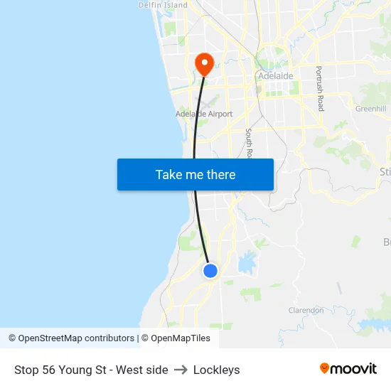 Stop 56 Young St - West side to Lockleys map