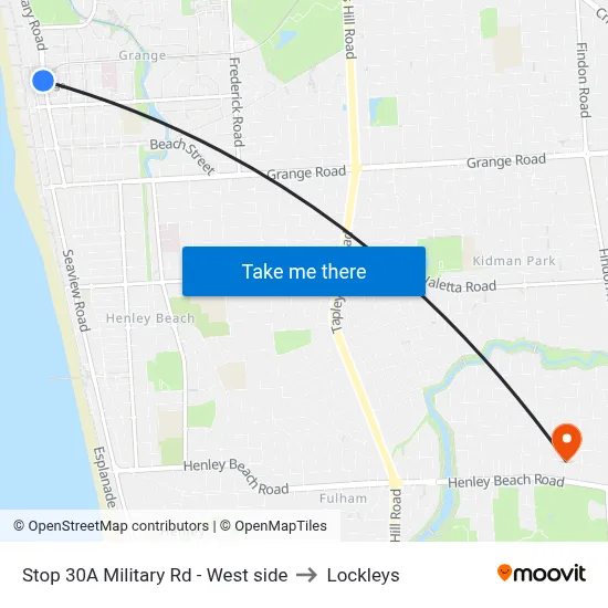 Stop 30A Military Rd - West side to Lockleys map